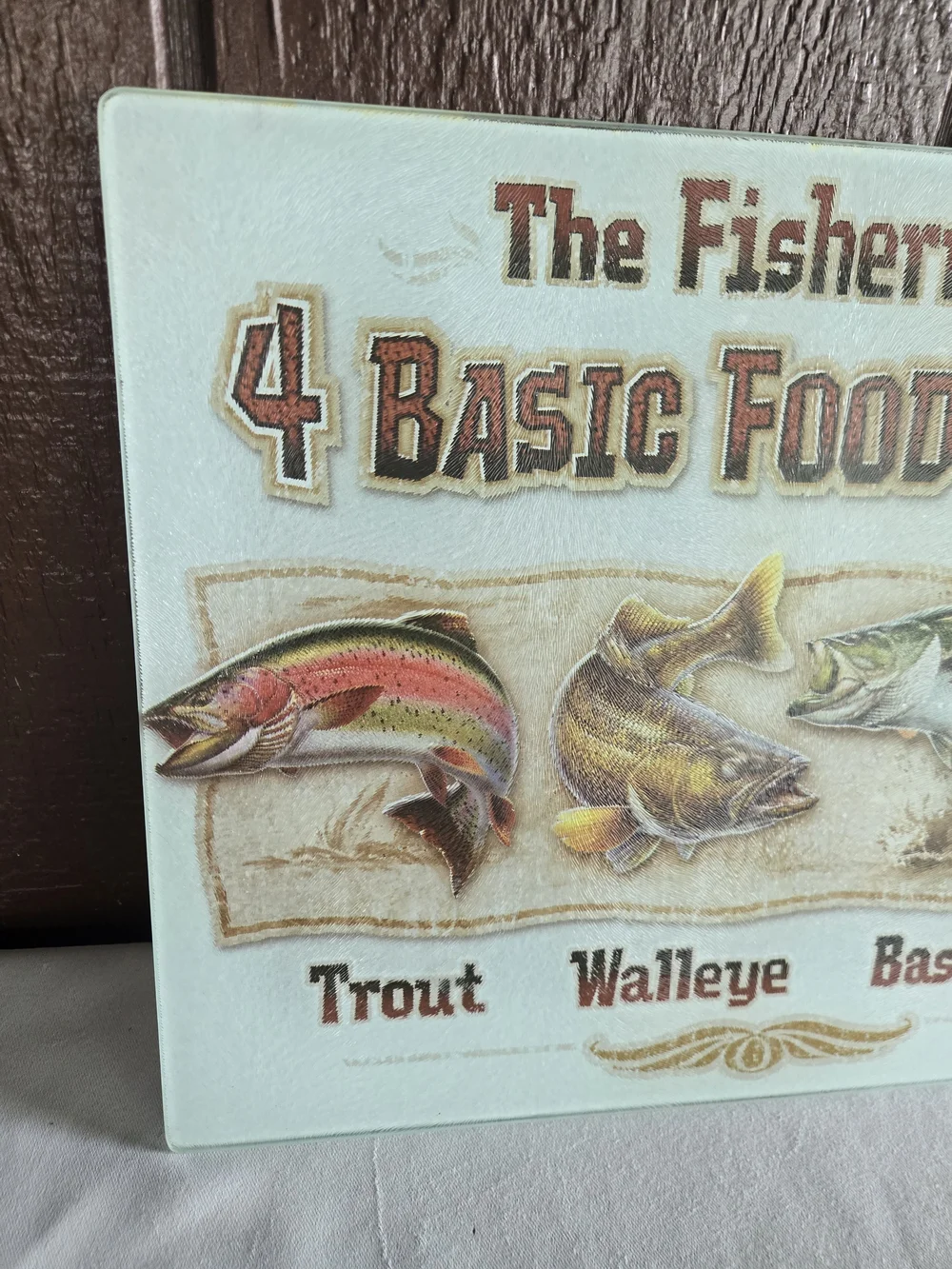 Glass Cutting Board - The Fisherman's 4 Basic Food Groups - Men's Cutting Board